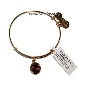 Alex and Ani Women's Topaz Birthstone Charm Bangle Bracelet NWT